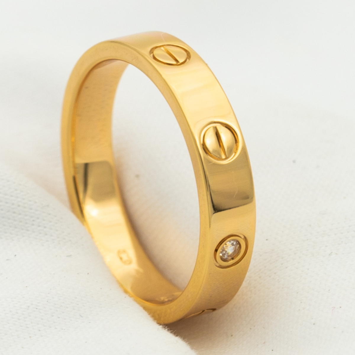 [⭐Hinora Jewelry]LOVE RING 4MM 1 DIAMOND PINK GOLD