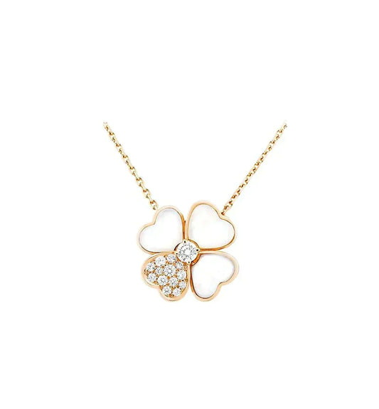 [⭐Hinora Jewelry]CLOVER MOP DIAMOND ROSE GOLD NECKLACE