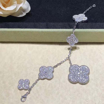 [⭐Hinora Jewelry]CLOVER 6 MOTIFS SILVER DIAMOND BRACELET