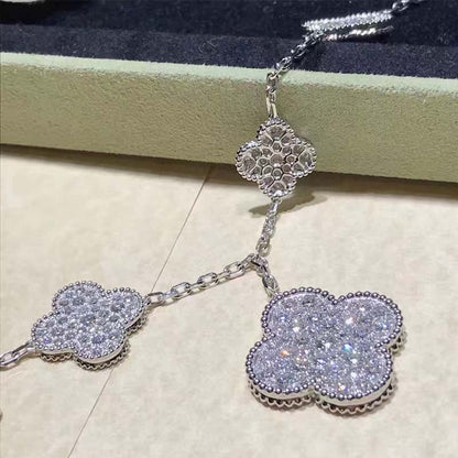 [⭐Hinora Jewelry]CLOVER 6 MOTIFS SILVER DIAMOND BRACELET