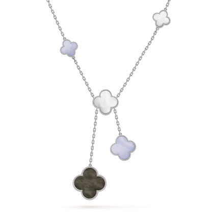 [⭐Hinora Jewelry]CLOVER MOP CHALCEDONY NECKLACE SILVER 6 MOTIF
