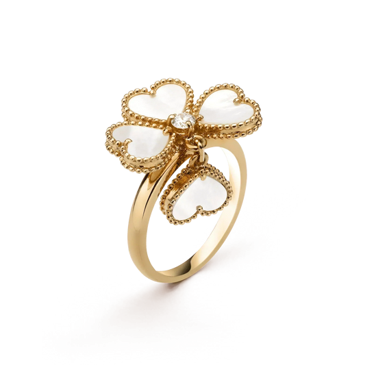 [⭐Hinora Jewelry]SWEET CLOVER WHITE MOP RING
