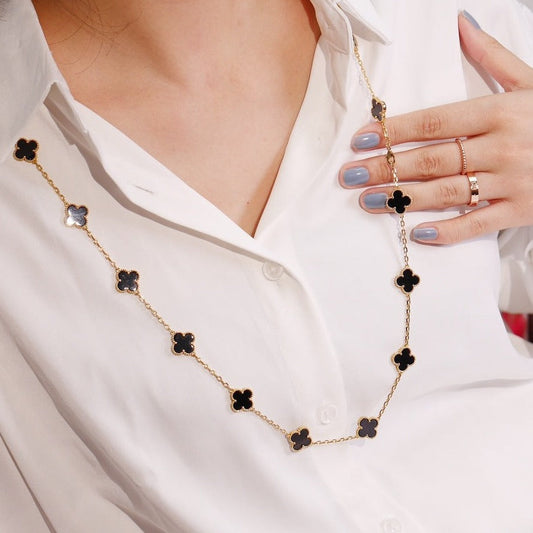 [⭐Hinora Jewelry]CLOVER 20 MOTIFS ONYX ROSE GOLD