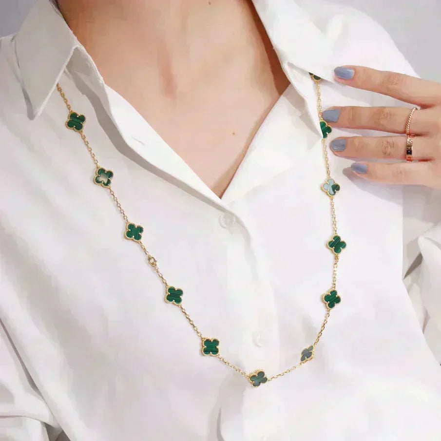 [⭐Hinora Jewelry]CLOVER 20 MOTIFS MALACHITE GOLD