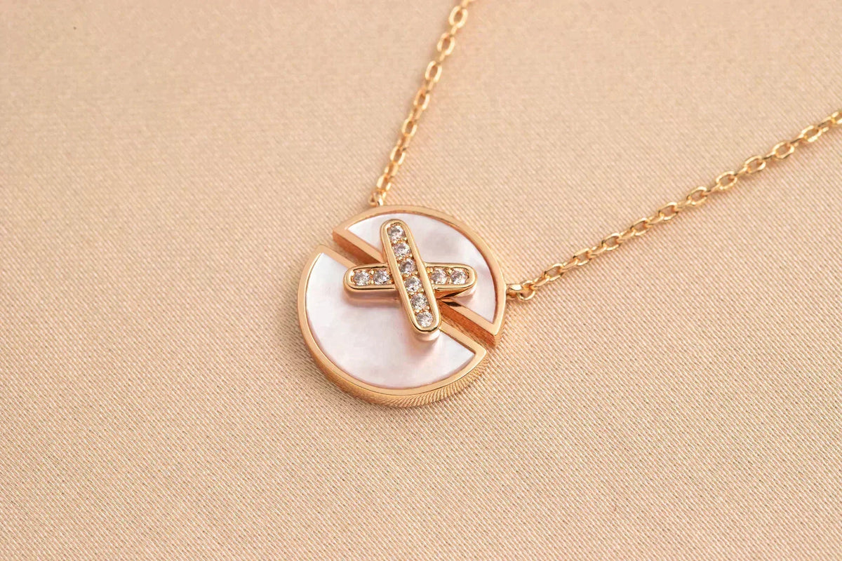 [⭐Hinora Jewelry]JEUX DE ROSE GOLD DIAMOND NECKLACE