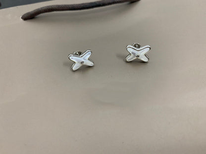 [⭐Hinora Jewelry]JEUX DE WHITE MOP SILVER DIAMOND EARRINGS
