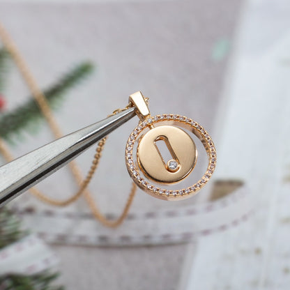 [⭐Hinora Jewelry]Demo MOVE PM NECKLACE PINK GOLD DIAMOND