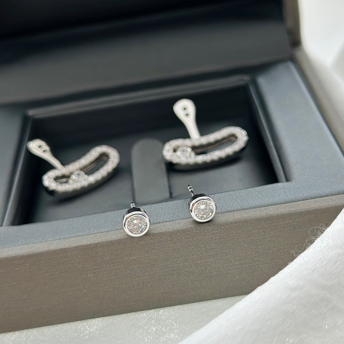 [⭐Hinora Jewelry]MOVE UNO SILVER DIAMOND EARRINGS