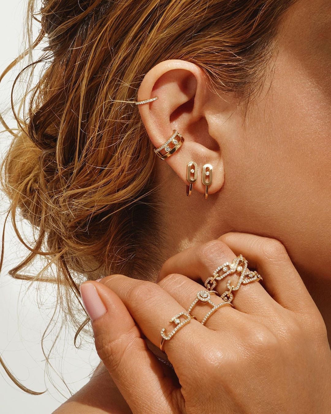 [⭐Hinora Jewelry]CREOLES MOVE UNO MINI 1 DIAMOND EARRINGS