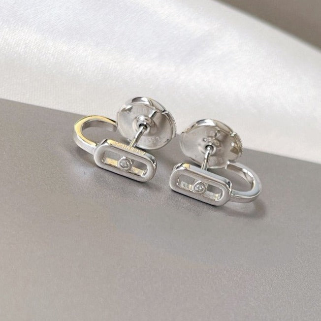 [⭐Hinora Jewelry]CREOLES MOVE UNO MINI 1 DIAMOND EARRINGS