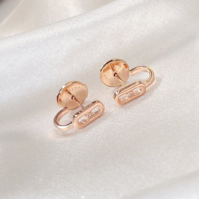 [⭐Hinora Jewelry]CREOLES MOVE UNO MINI 1 DIAMOND EARRINGS