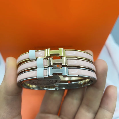 [⭐Hinora Jewelry]CLASSIC HM CLIC  PINK 8MM ENAMEL BRACELET