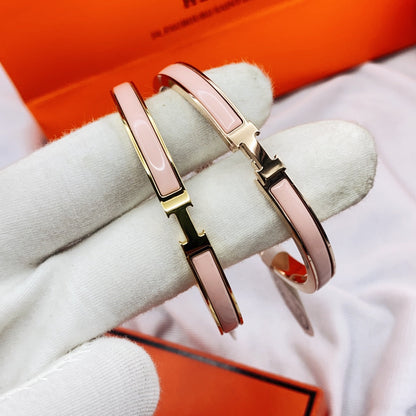 [⭐Hinora Jewelry]CLASSIC HM CLIC  PINK 8MM ENAMEL BRACELET