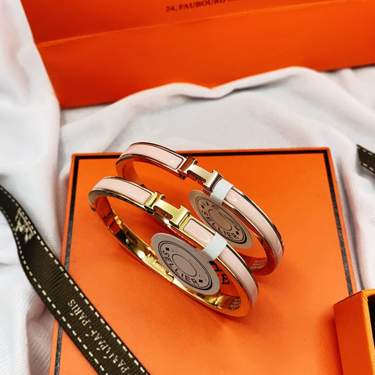 [⭐Hinora Jewelry]CLASSIC HM CLIC  PINK 8MM ENAMEL BRACELET