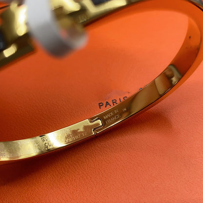 [⭐Hinora Jewelry]CLASSIC HM CLIC BLACK 8MM ENAMEL BRACELET
