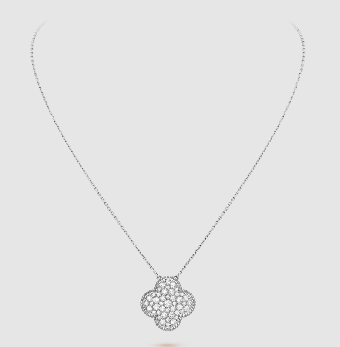 [⭐Hinora Jewelry]CLOVER 25MM LARGE PENDANT DIAMOND PAVED SILVER NECKLACE