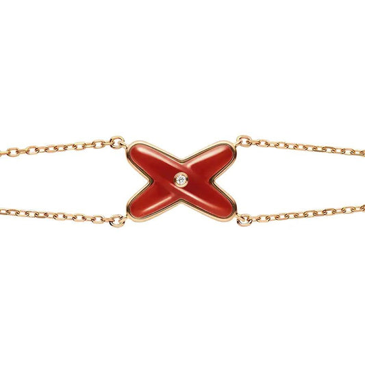 [⭐Hinora Jewelry]JEUX BRACELET CARNELIAN PINK GOLD 1 DIAMOND