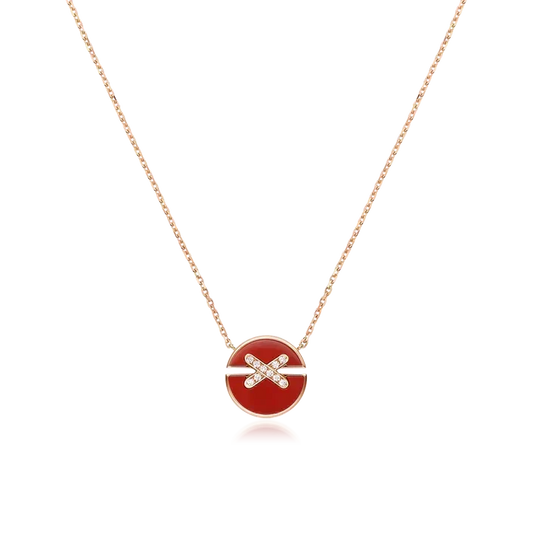 [⭐Hinora Jewelry]JEUX DE ROSE GOLD DIAMOND NECKLACE