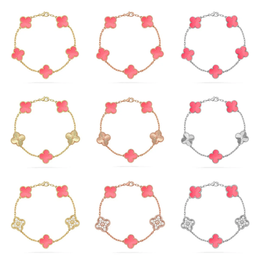 [⭐Hinora Jewelry] CLOVER 5 MOTIFS  PINK MOP BRACELET COLLECTION