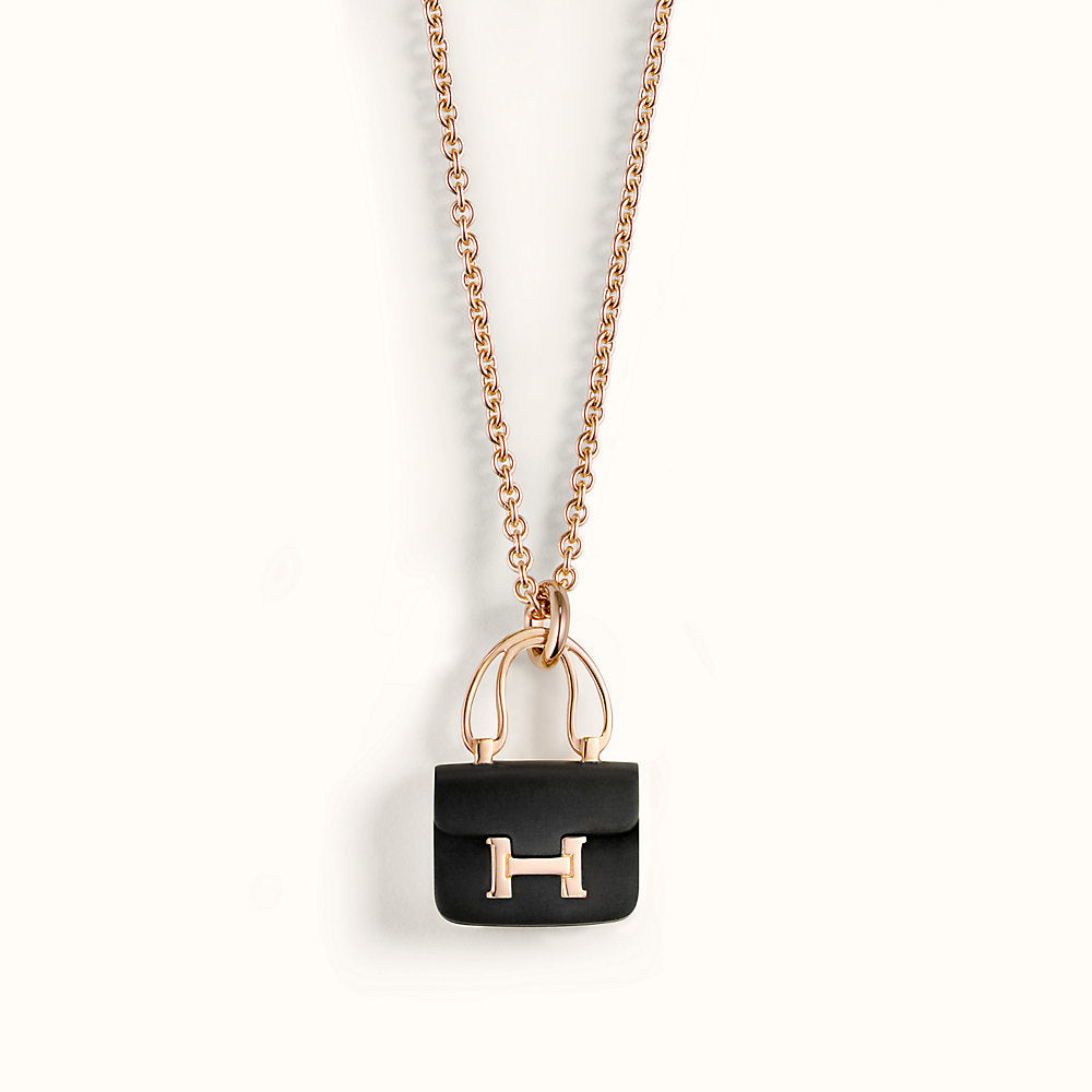 [⭐Hinora Jewelry]CONSTANCE BLACK PEDANT PINK GOLD NECKLACE