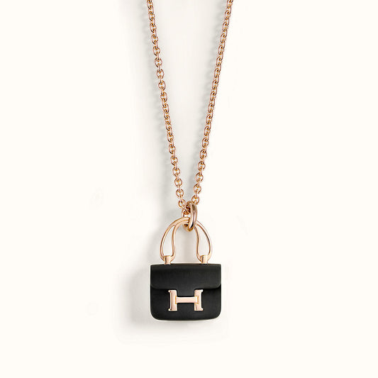 [⭐Hinora Jewelry]CONSTANCE BLACK PEDANT PINK GOLD NECKLACE