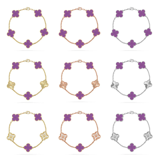 [⭐Hinora Jewelry] CLOVER 5 MOTIF VIOLET BRACELET COLLECTION