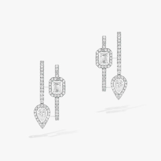 [⭐Hinora Jewelry]CREOLES MY TWIN 2 RANGS SILVER DIAMOND EARRINGS