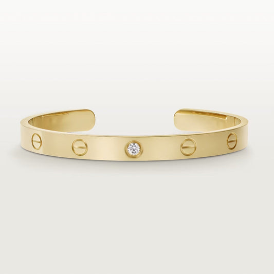 [⭐Hinora Jewelry]LOVE BRACELET 6.1MM 1 DIAMOND OPEN CUFF