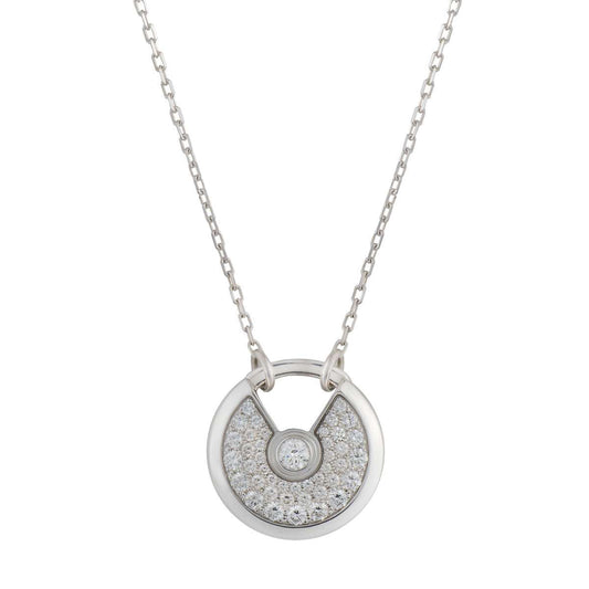 [⭐Hinora Jewelry]AMULETTE SILVER FULL DIAMOND NECKLACE
