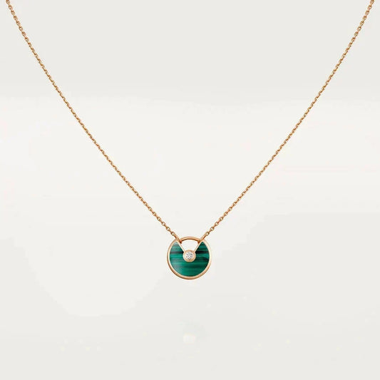 [⭐Hinora Jewelry]AMULETTE ROSE GOLD MALACHITE NECKLACE