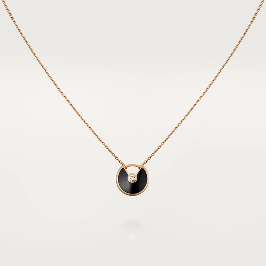 [⭐Hinora Jewelry]AMULETTE ROSE GOLD ONYX NECKLACE