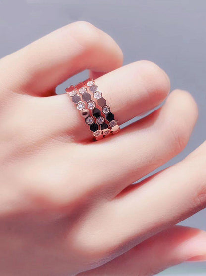 [⭐Hinora Jewelry]BEE LOVE RING PINK GOLD DIAMOND