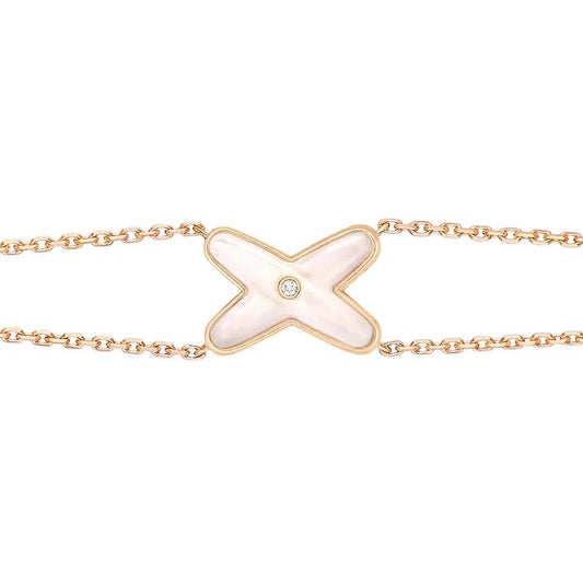 [⭐Hinora Jewelry]JEUX BRACELET WHITE MOP PINK GOLD 1 DIAMOND