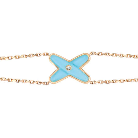 [⭐Hinora Jewelry]JEUX BRACELET TURQUOISE PINK GOLD 1 DIAMOND