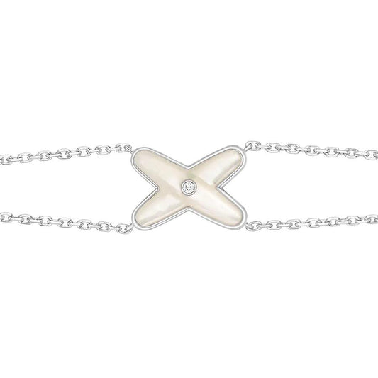 [⭐Hinora Jewelry]JEUX BRACELET WHITE MOP SILVER 1 DIAMOND