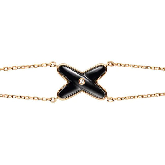 [⭐Hinora Jewelry]JEUX BRACELET ONYX PINK GOLD 1 DIAMOND
