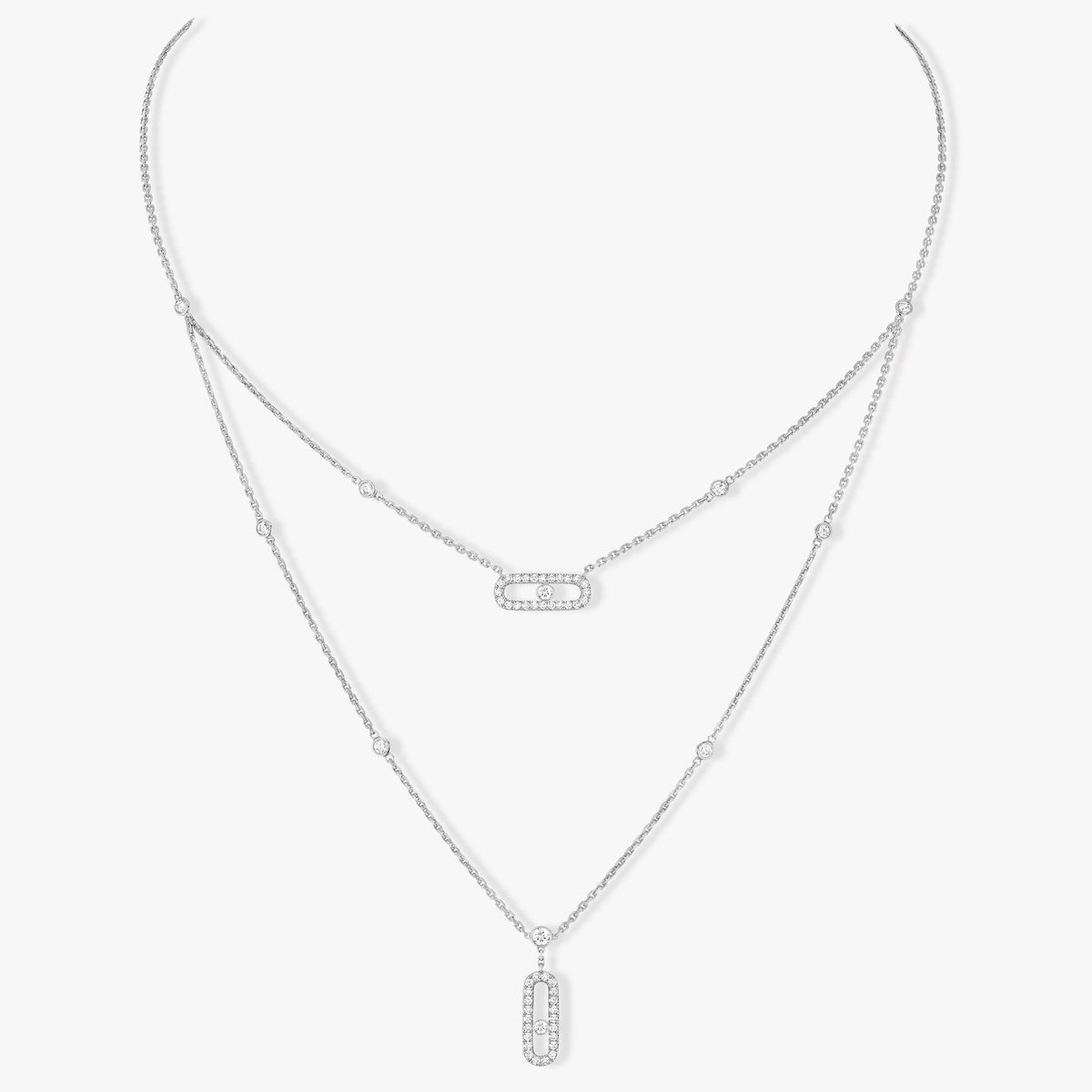 [⭐Hinora Jewelry]MOVE 2 ROW DIAMOND NECKLACE