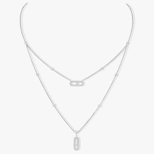 [⭐Hinora Jewelry]MOVE 2 ROW DIAMOND NECKLACE