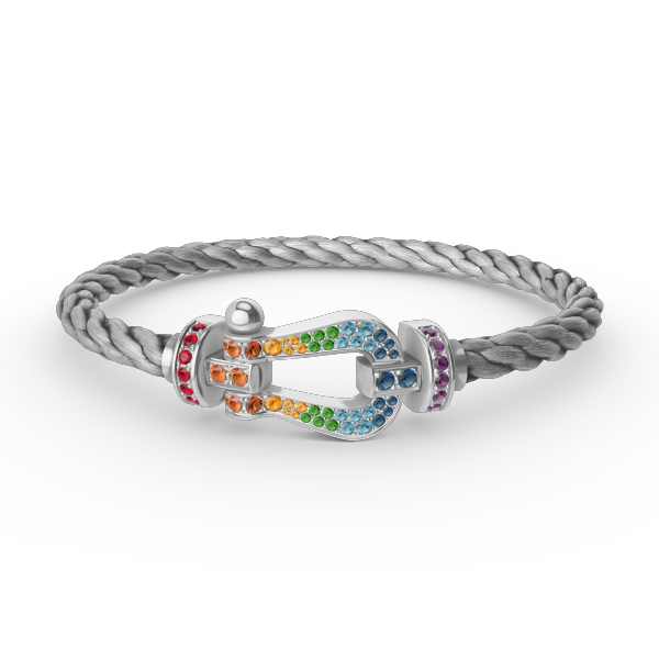 [⭐Hinora Jewelry]FORC LARGE HORSESHOE  COLORED DIAMOND BRACELET SILVER