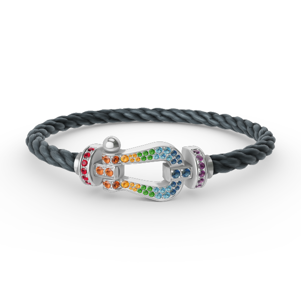 [⭐Hinora Jewelry]FORC LARGE HORSESHOE  COLORED DIAMOND BRACELET SILVER