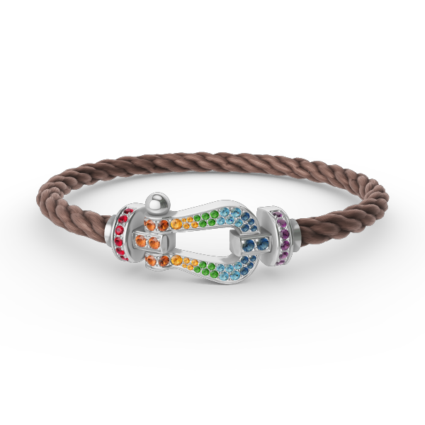 [⭐Hinora Jewelry]FORC LARGE HORSESHOE  COLORED DIAMOND BRACELET SILVER