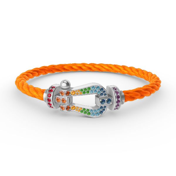 [⭐Hinora Jewelry]FORC LARGE HORSESHOE  COLORED DIAMOND BRACELET SILVER