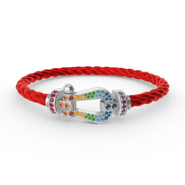 [⭐Hinora Jewelry]FORC LARGE HORSESHOE  COLORED DIAMOND BRACELET SILVER