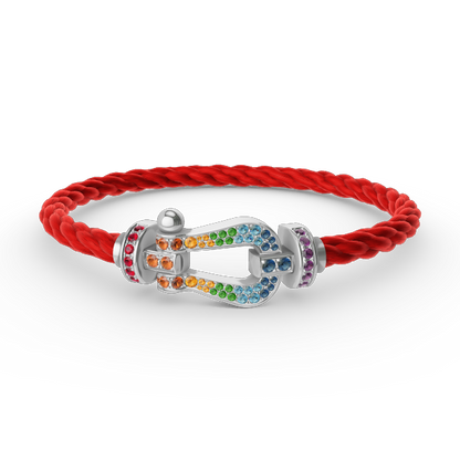 [⭐Hinora Jewelry]FORC LARGE HORSESHOE  COLORED DIAMOND BRACELET SILVER