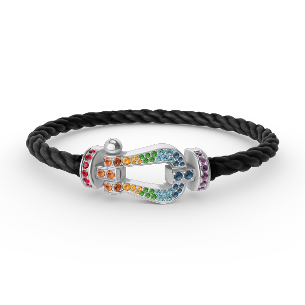 [⭐Hinora Jewelry]FORC LARGE HORSESHOE  COLORED DIAMOND BRACELET SILVER