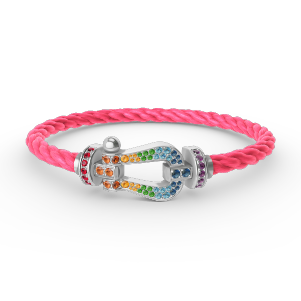 [⭐Hinora Jewelry]FORC LARGE HORSESHOE  COLORED DIAMOND BRACELET SILVER