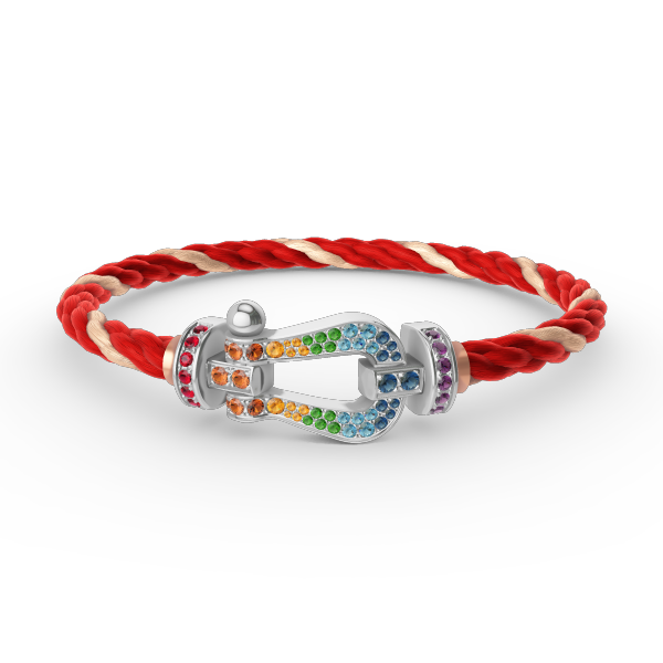 [⭐Hinora Jewelry]FORC LARGE HORSESHOE  COLORED DIAMOND BRACELET SILVER