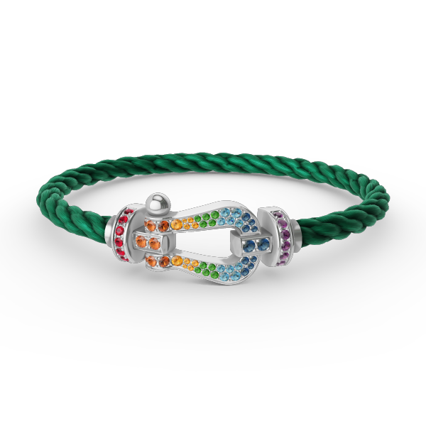 [⭐Hinora Jewelry]FORC LARGE HORSESHOE  COLORED DIAMOND BRACELET SILVER