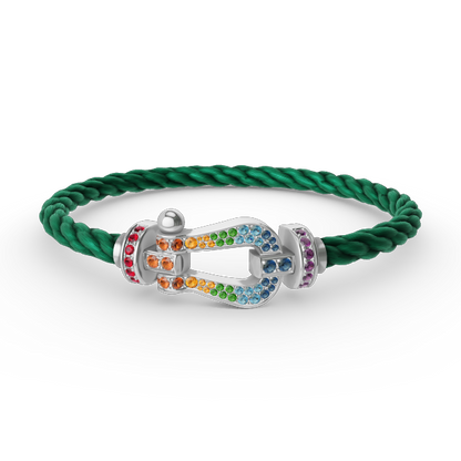 [⭐Hinora Jewelry]FORC LARGE HORSESHOE  COLORED DIAMOND BRACELET SILVER