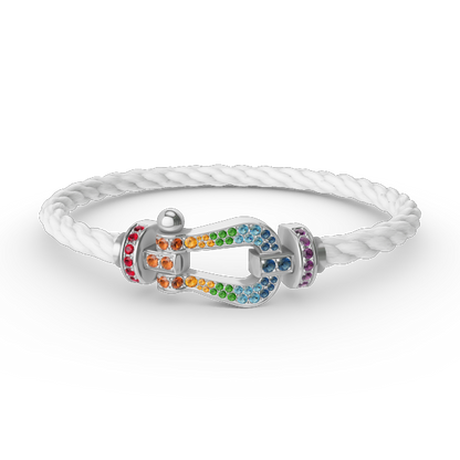 [⭐Hinora Jewelry]FORC LARGE HORSESHOE  COLORED DIAMOND BRACELET SILVER